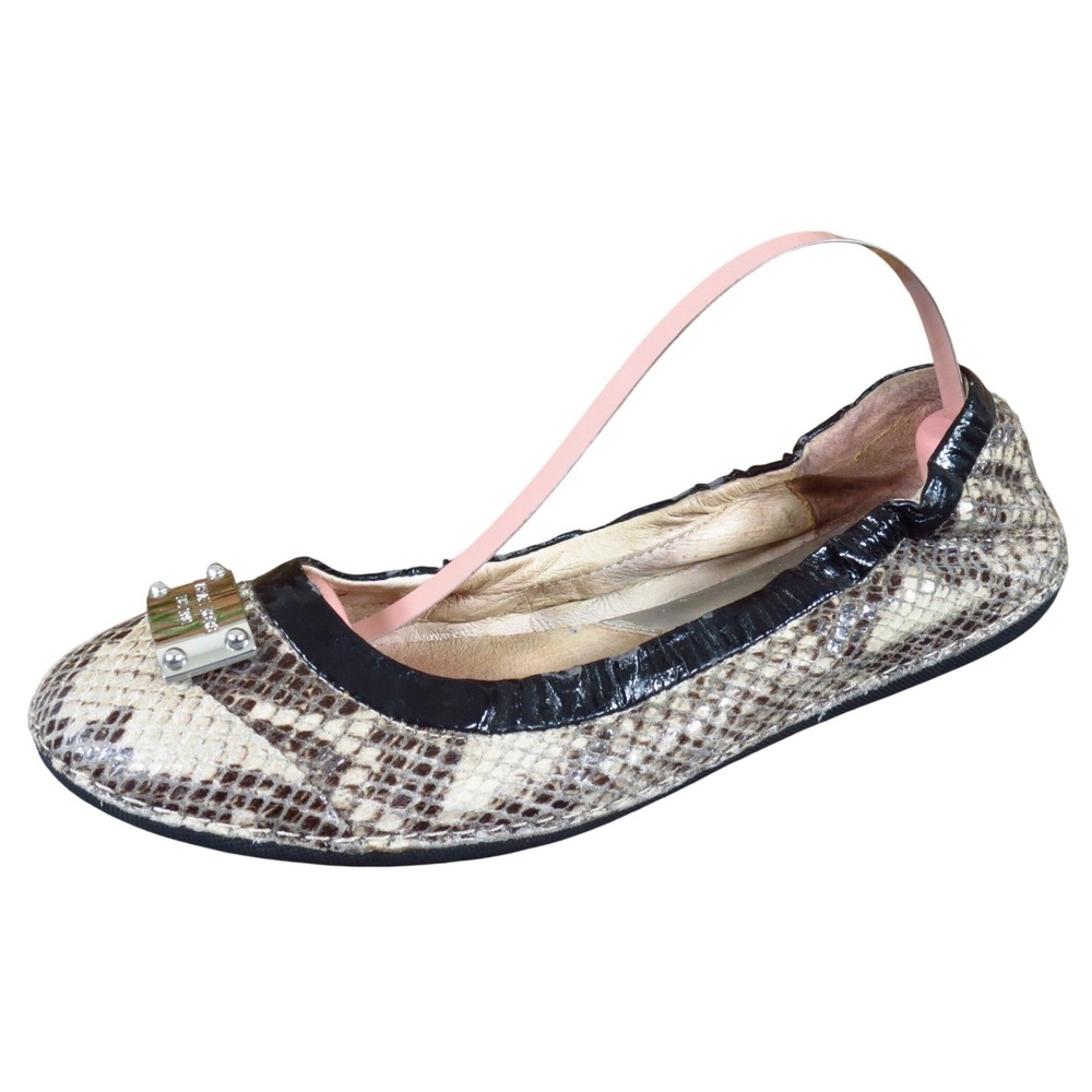 Michael‎ Kors Python Women Ballet Flat Size 6 Casual Dress Brown Snake Leather